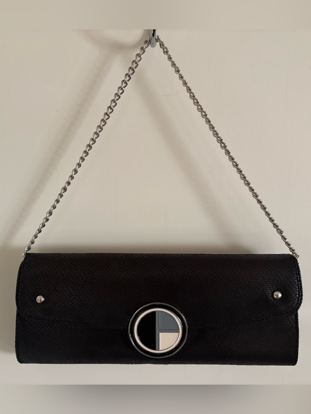 White House Black Market Black Chain Strap Black Purse/Clutch